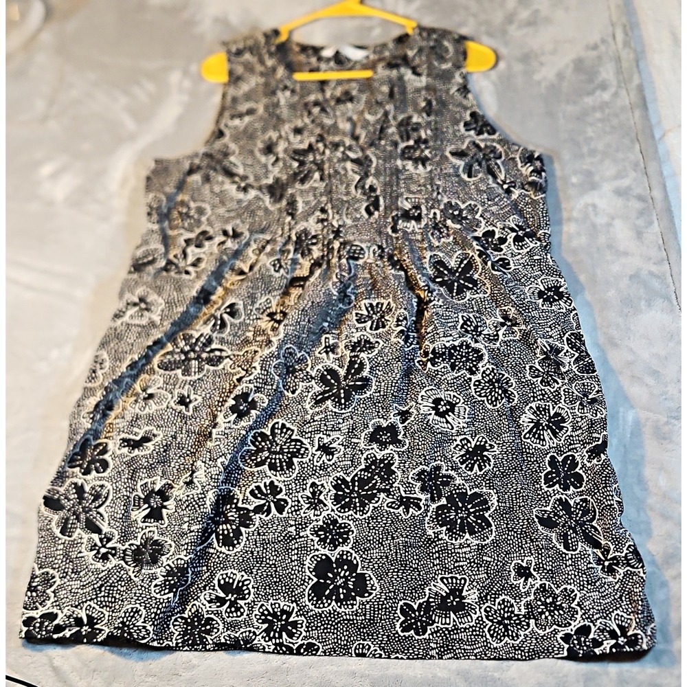 Sonoma Women's Pleated Floral Tank Top Linen/Rayon Black White XL Pullover